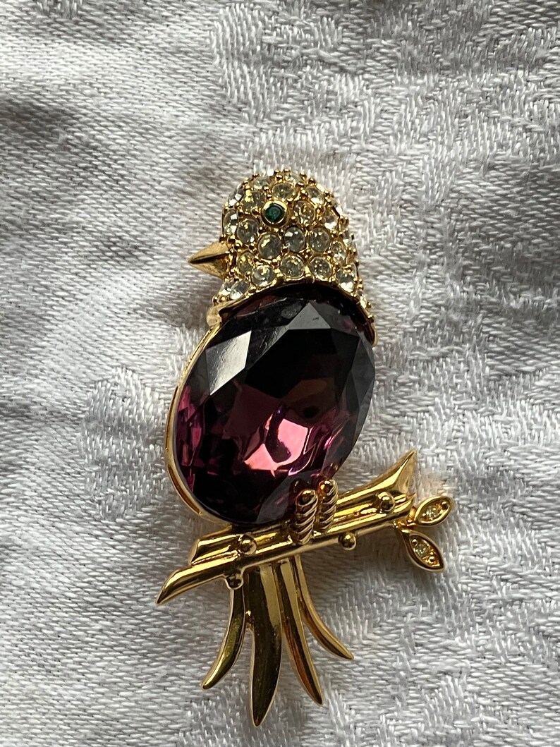 Vintage Signed Joan Rivers Crystal Bird Brooch - Etsy