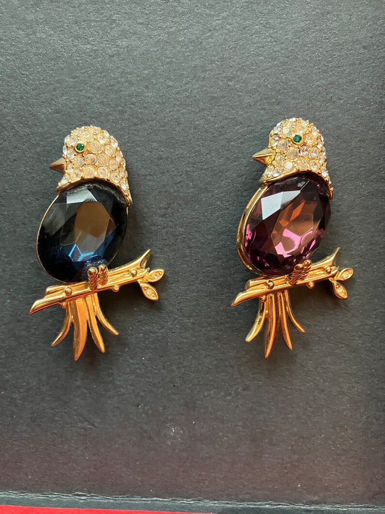 Vintage Signed Joan Rivers Crystal Bird Brooch - Etsy