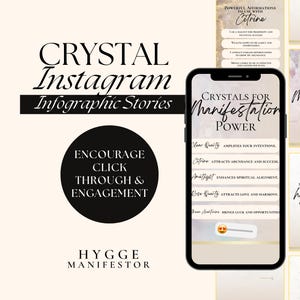 Crystals Social Media Templates, Spiritual Instagram Posts, Healing Canva Designs, Editable Crystal Graphics, Law of Attraction Instagram