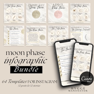Pode incluir: Um conjunto de 64 modelos do Instagram para manifestar usando as fases da lua. Os modelos apresentam uma variedade de fases da lua, incluindo a lua nova, a lua cheia e a lua crescente. Cada modelo inclui uma lista de afirmações e rituais para ajudá-lo a manifestar seus desejos.