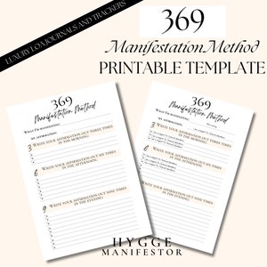 369 Manifestation Method, Manifesting Planner, Printable Journal, Law of Attraction Guide, Attract Money and Success, vision board printable