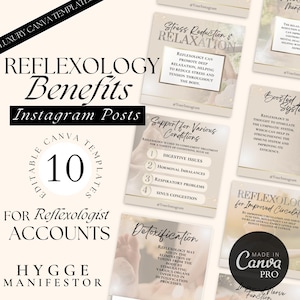 Massage Therapy Instagram Template, Reflexology Instagram Templates, Foot Reflexology, Holistic Health Instagram Templates, Reflexologist