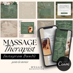 Massage Therapy Social Media Bundle | Massage Therapy Reels | Canva Templates | Massage Therapy Instagram Template | Massage Instagram Post