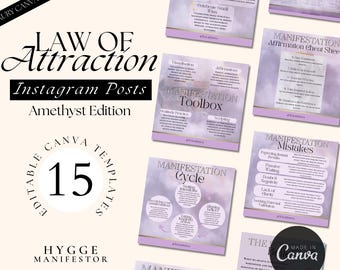 Instagram-sjablonen Purple Manifestation: social media spirituele coach (Canva)