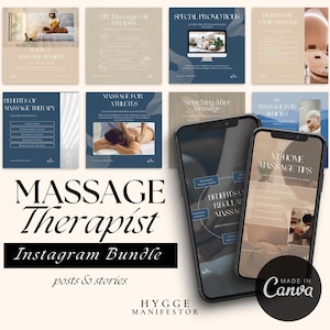 Massage Therapy Social Media Bundle, Massage Therapy Reels, Blue Canva Templates, Massage Therapy Instagram Template, Massage Instagram Post