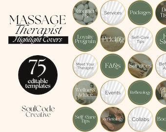 Massage Therapist Instagram Highlight Covers: Spa Branding Kit (Canva Designs)