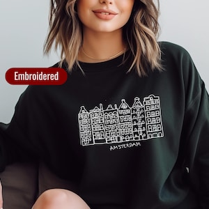 Embroidered Amsterdam Sweatshirt | Netherlands Gift | Unisex Holland sweater