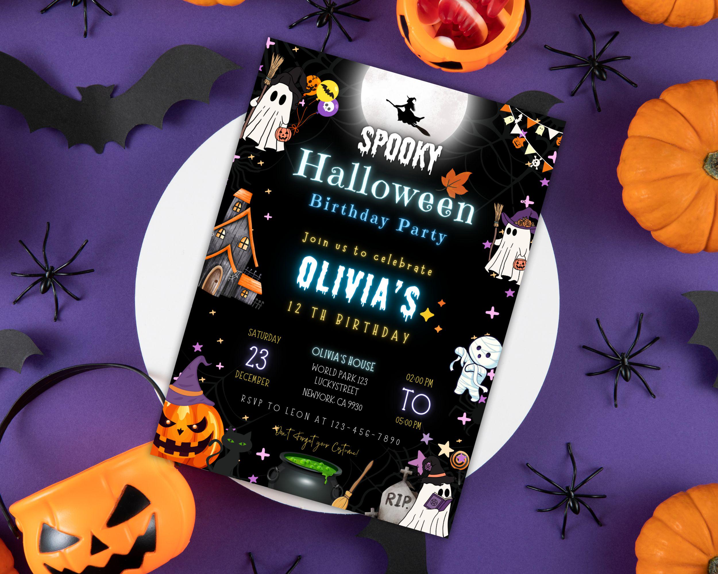 Halloween Birthday Invitation, Editable Halloween Invitation