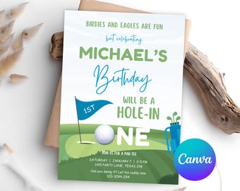 Golf First Birthday Invitation | Hole in One Par-Tee (Digital Download)