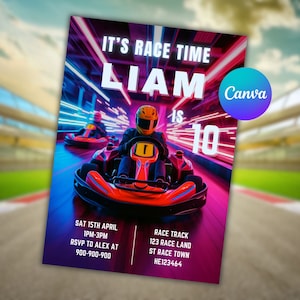 Go Kart Birthday invitation, Karting Invitation, Go Karting Racing invite, Go Kart Party, Go Kart Birthday, Instant Download, Racing invite