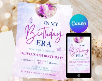 Editable In My Birthday Era Invitation, Music Party Invite (Digital Download)