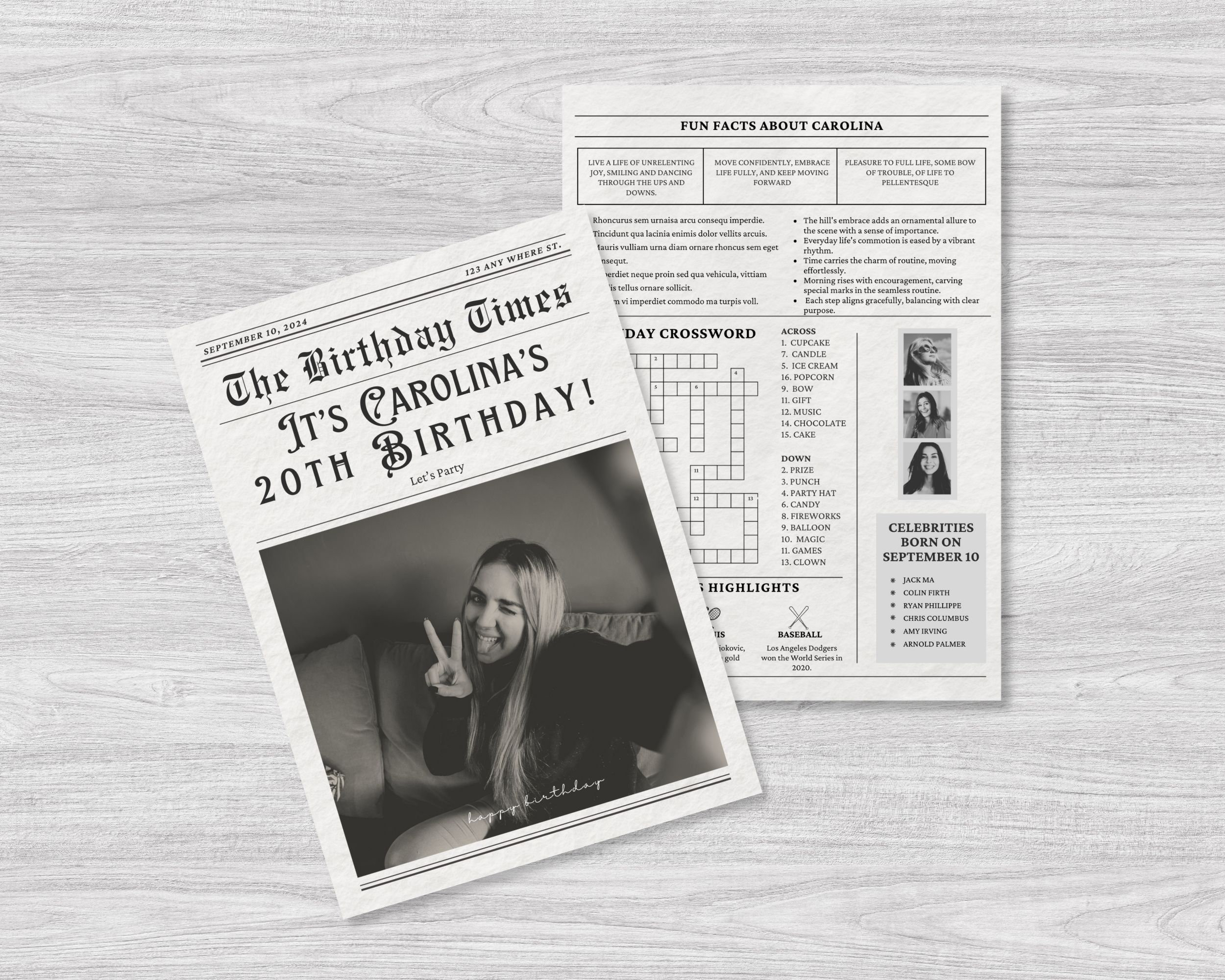 Editable Birthday Newspaper Template Canva Birthday Infographic