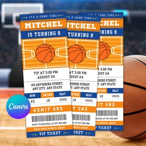 Basketball Ticket Birthday Invitation - Sports Ticket Style Party Invite - Digital Editable Printable Invite - Any Age Basketball Invitation