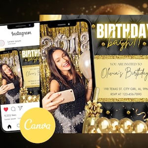 Editable Happy Birthday Flyer,  Birthday Girl Invitation, Birthday Invite Template, Birthday Party, Birthday Dinner, Editable Birthday Flyer