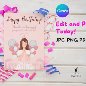 Carte d'anniversaire pour adolescente - carte de joyeux anniversaire Sweet 16 - carte pour adolescente à la mode - carte d'anniversaire pour fille