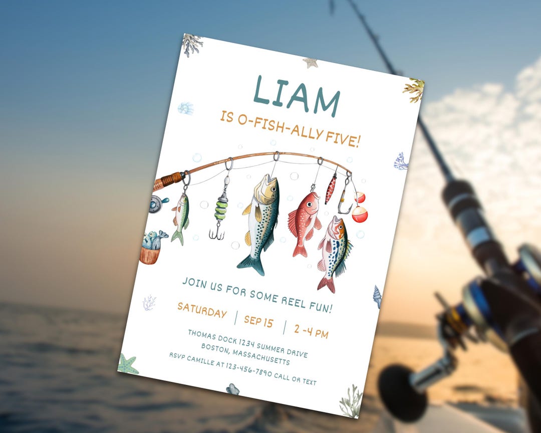 Fishing Party Invitation - Editable Gone Fishing Birthday - the Big One ...