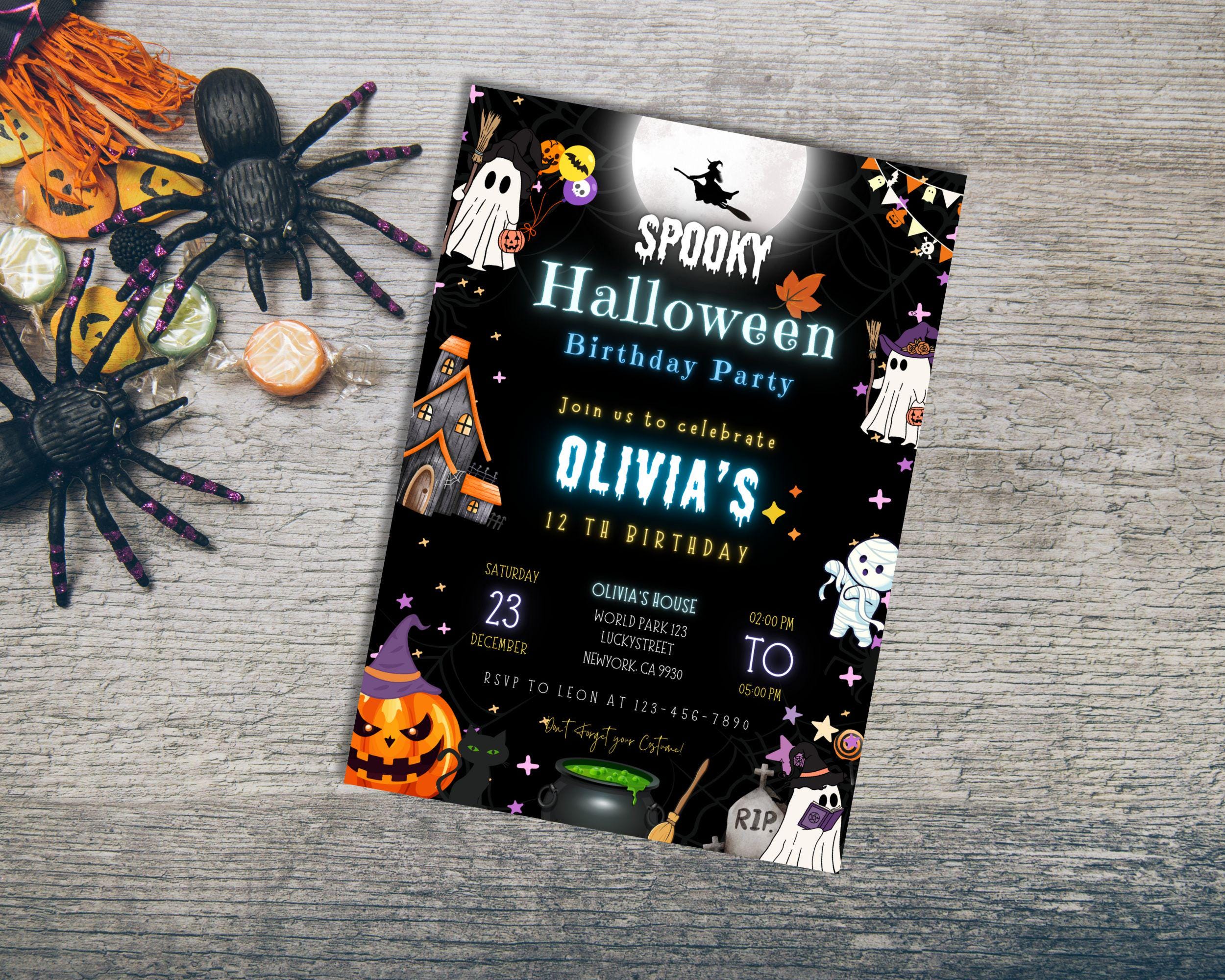 Halloween Birthday Invitation, Editable Halloween Invitation