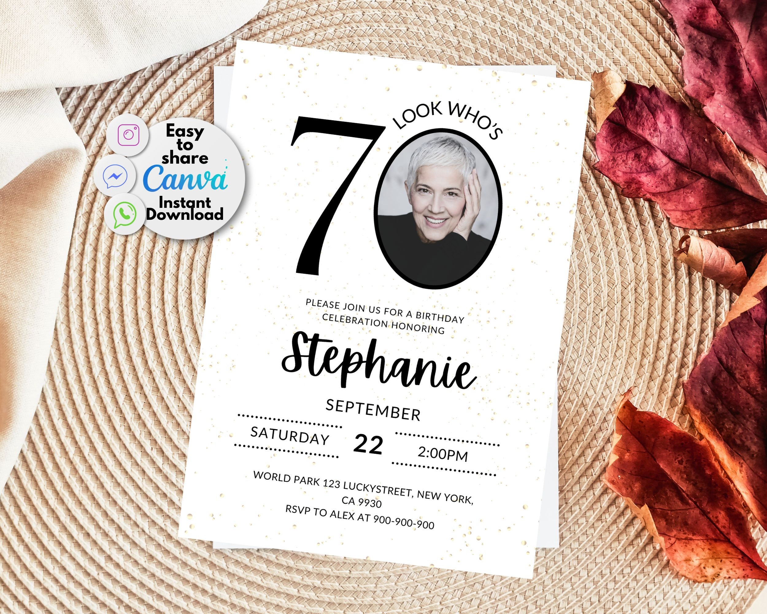 70th Birthday Invitation, Printable 70th Party Invite, Editable and ...