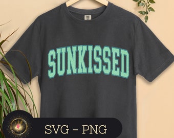 Sunkissed Varsity svg, png, verano svg, beach life png, diseño de camiseta de verano, diseños de sublimación png, descarga digital, sunkissed svg