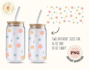 Daisy Flower Libbey Glass Wrap Png, Beer Can Glass Png, Libbey Glass Png, Libbey Glass Daisy Png, Daisies Libbey Glass Png, Flowers Beer Can