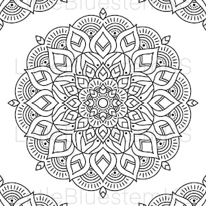 Mandala Coloring Page Printable Instant Download (Design P)