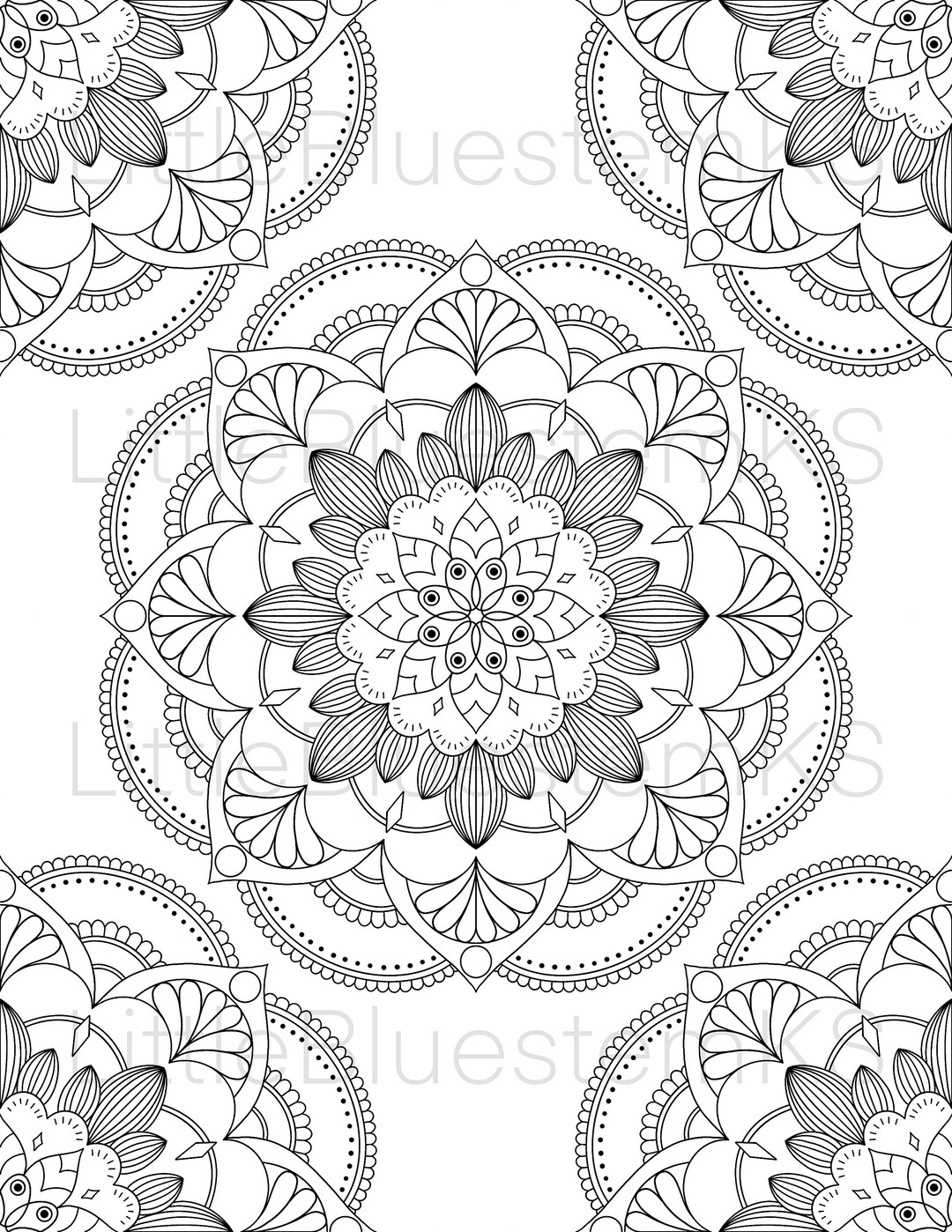 Mandala Coloring Page Printable Instant Download design E - Etsy