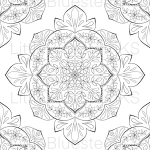 Mandala Coloring Page Printable Instant Download (Design D)