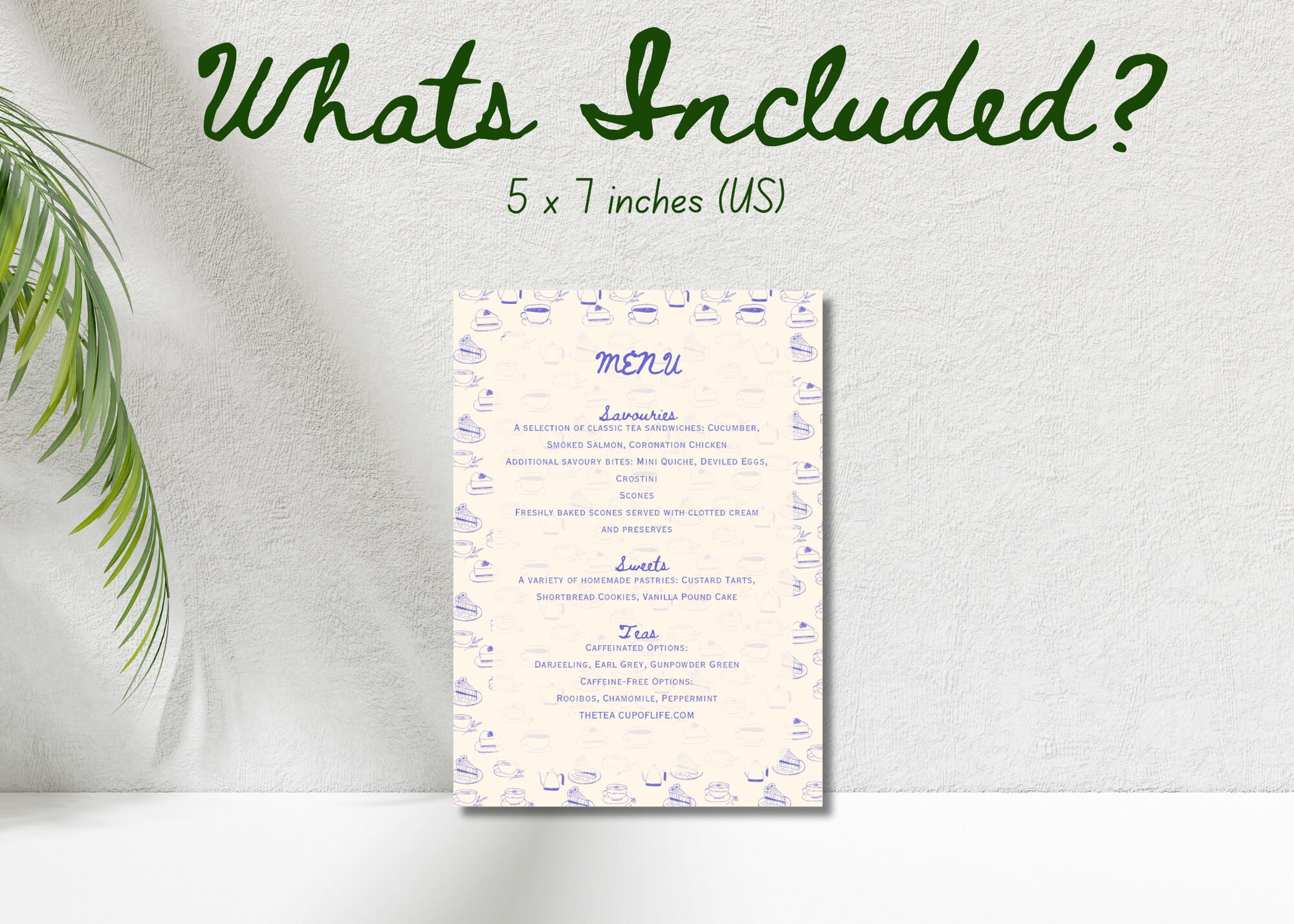 Editable Tea Party Food and Drinks Menu Digital Download Trendy Tea ...