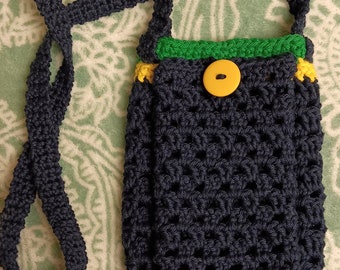 Porte-bouteille et porte-téléphone au crochet bleu marine