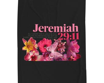 Jeremiah 29:11 Floral Scripture Blanket | Bible Verse Velveteen Plush