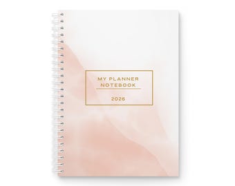 2026 My Planner Notebook Spiral Notebook | Pink Marble Cover