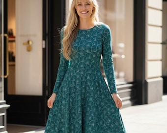 Festive Christmas Maxi Dress for Women  Green Holiday Party Gown  Winter  Floral Print  Elegant Dinner Dress - Etsy