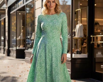 slim fit dress slacks Khajoor Studio Fern Green Bageecha Botanical Vine Button Down Dress main image 1