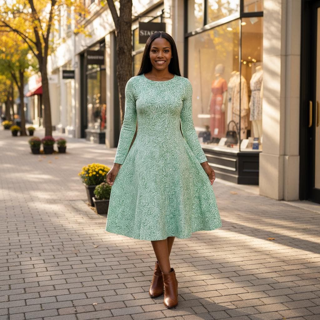 green fall floral dress JULIANNA DRESS
