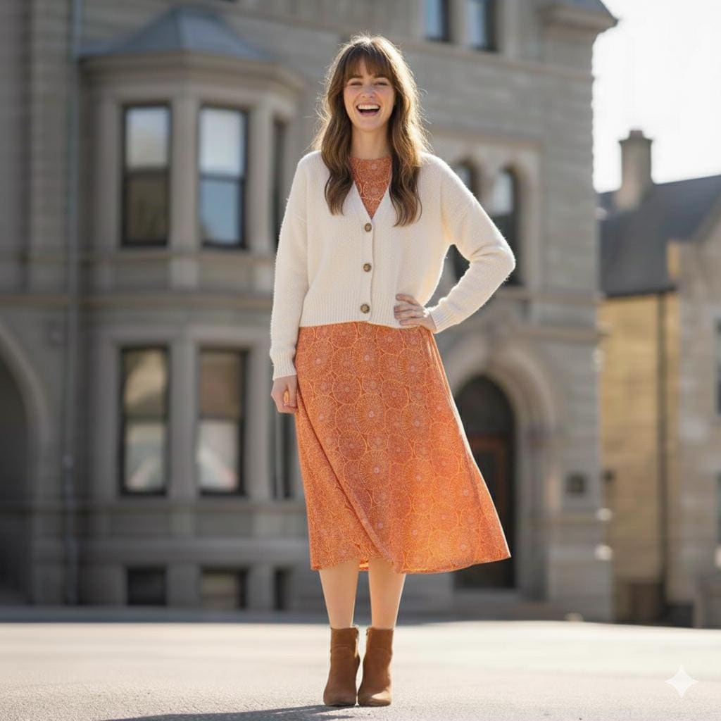 NEW FALL FOLIAGE TIERED DRESS main image 0