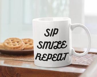 SIP,SMILE,REPEAT, Sassy Mug, Funny Mug, Office Mug, Humour Gift, Funny Birthday Gift, Gift for Colleagues, Coffee Mug