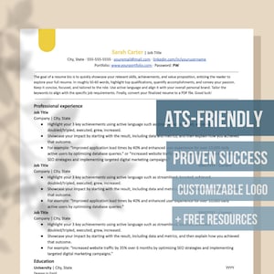 Plantilla de currículum compatible con ATS para Google Docs y Word con enlace de cartera / currículum técnico, UX, diseño, software / moderno, minimalista, brillante