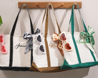 Personalized Embroidered Tote Bag-Custom Text tote bag-Bridesmaid Gift-Bachelorette Gift-bridesmaid proposal-Best Friend Gift-School Bag