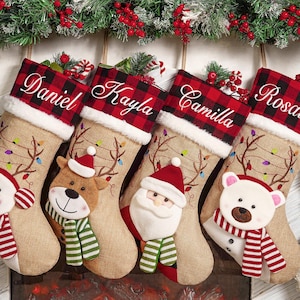 Personalized 3D Christmas Stockings, Custom Family Christmas Stockings, Holiday Decor, Embroidered Stockings With Name, Monogram Stocking