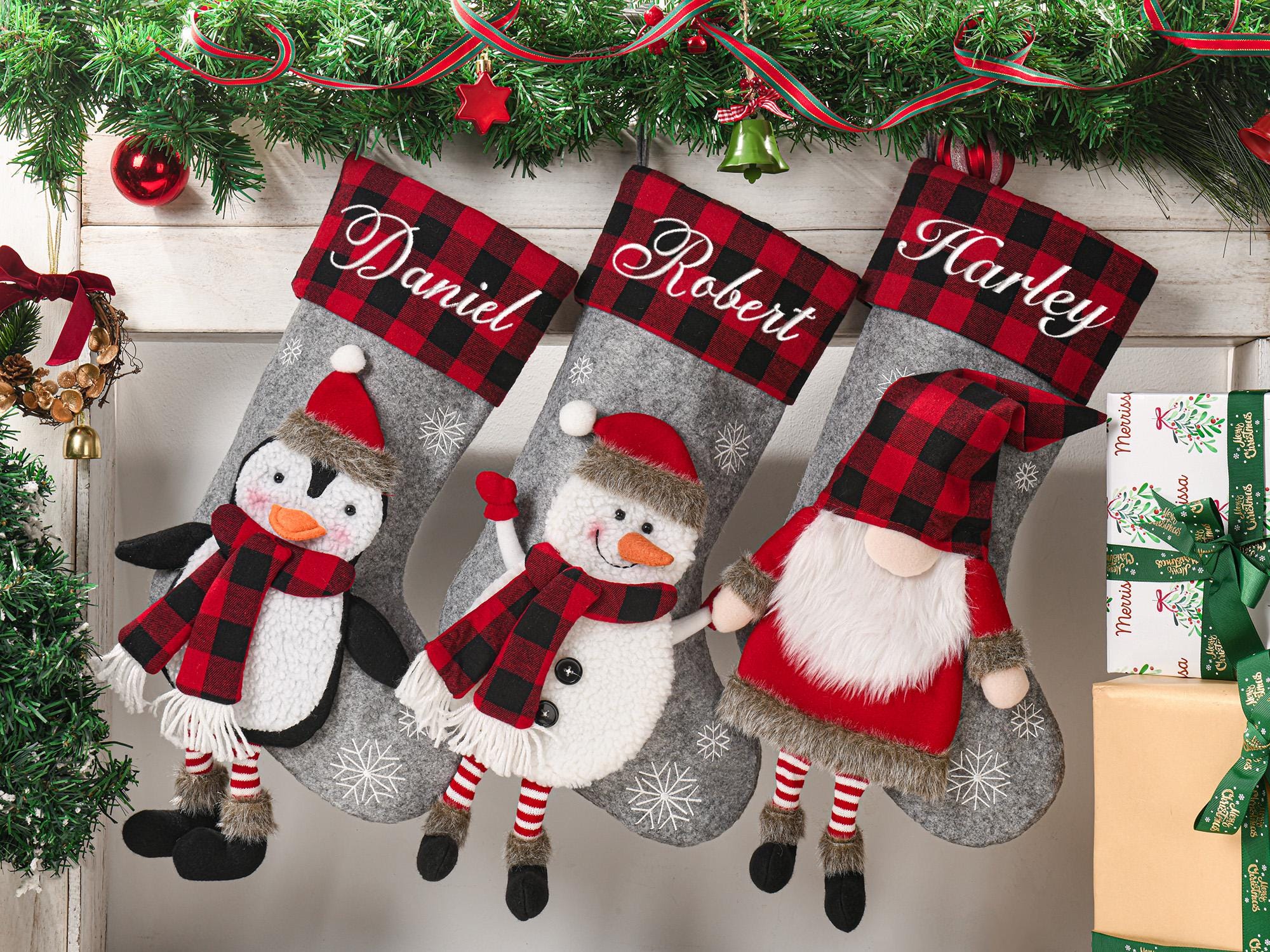 Personalized Family Christmas Stockings, Custom 3D Christmas Stockings, Holiday Decor, Embroidered Stockings With Name, Monogram Stocking