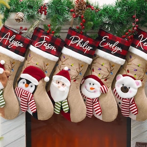 Personalized 3D Christmas Stockings, Custom Family Christmas Stockings, Holiday Decor, Embroidered Stockings With Name, Monogram Stocking