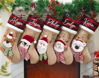 Meias de Natal 3D personalizadas, Meias de Natal personalizadas para a família, Decoração de Natal, Meias bordadas com nome, Meias com monograma