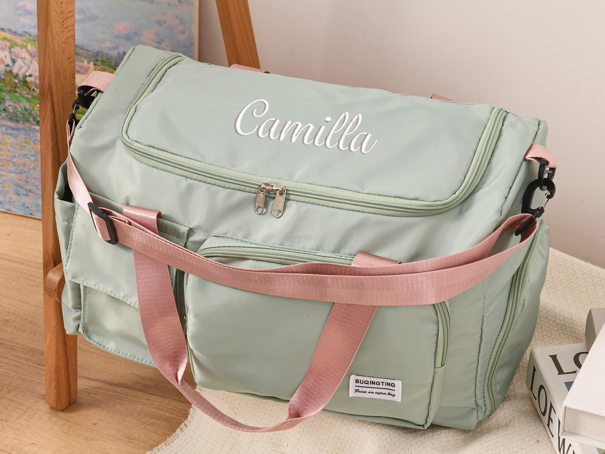 Borsa Parto Ospedale Grande + Piccola Set 2 Pezzi - In Cotone Ricamato, Per Mamma, Passeggino, Viaggio - 10