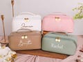 Personalized  Embroidered Makeup Bag, Large Leather Capacity Cosmetic Bag, Bridesmaid Gifts, Gift for Women, Bridal Shower Gift product logo