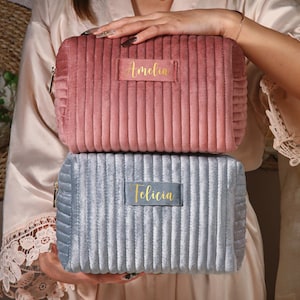 Trousse à cosmétiques de demoiselle d'honneur, trousse de maquillage personnalisée, cadeaux de demoiselle d'honneur, cadeau de mariage, trousse à cosmétiques en velours, proposition de demoiselle d'honneur, cadeau pour elle