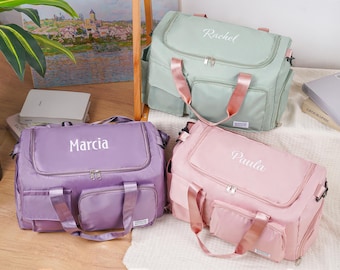 Personalized Embroidered Duffle Bag,Custom Name Weekender Bag, Duffle Bag with Name, Travel Bag for Her, Initial Gym Bag, Overnight Bag