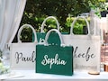 Custom Bridesmaid Gift Bag, Burlap Gift Bag with name, Bridesmaid Proposal, Bachelorette Party, Bridal Shower, Beach Tote Bag, Thank You Bag product logo
