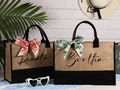 Personalized Beach Tote Bags, Bridesmaid Gifts Bags & Monogram Scarf, Custom Bridesmaid Burlap Bags, Canvas Jute Tote Gift Bags for Her product logo
