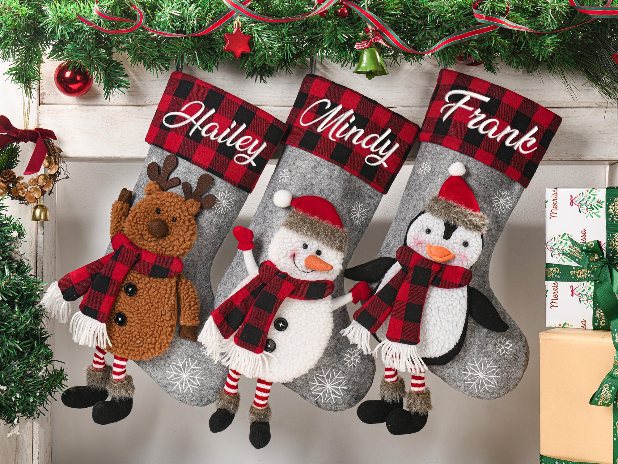 Personalized Family Christmas Stockings, Custom 3D Christmas Stockings, Holiday Decor, Embroidered Stockings With Name, Monogram Stocking