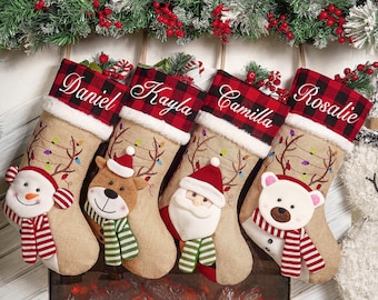 Personalized 3D Christmas Stockings, Custom Family Christmas Stockings, Holiday Decor, Embroidered Stockings With Name, Monogram Stocking